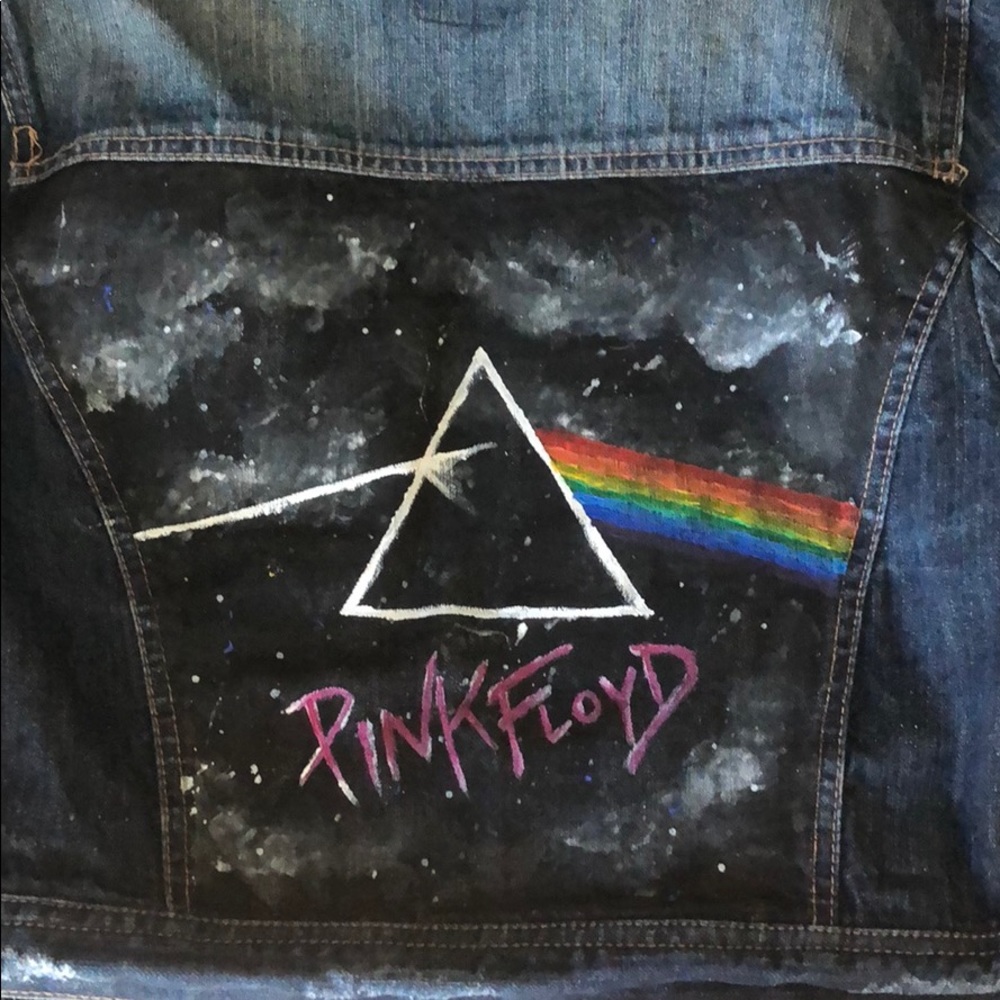 🌈✌🏻Hand painted Pink Floyd Denim Jacket!! - Picture 5 of 5